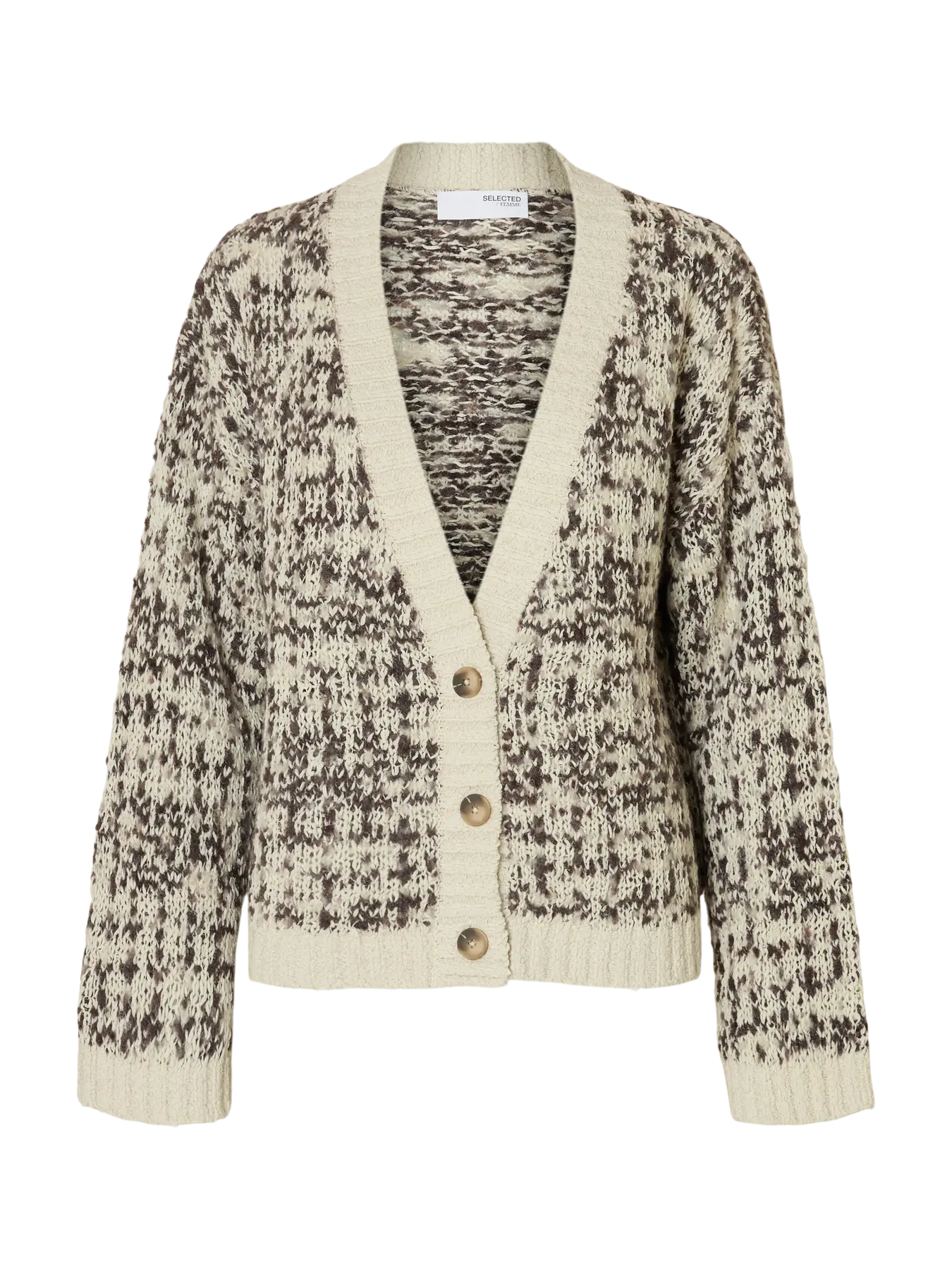 Selected Femme naisten neuletakki, SLFLINDSAY LS KNIT V-NECK CARDIGAN Birch Delicioso - Image 3