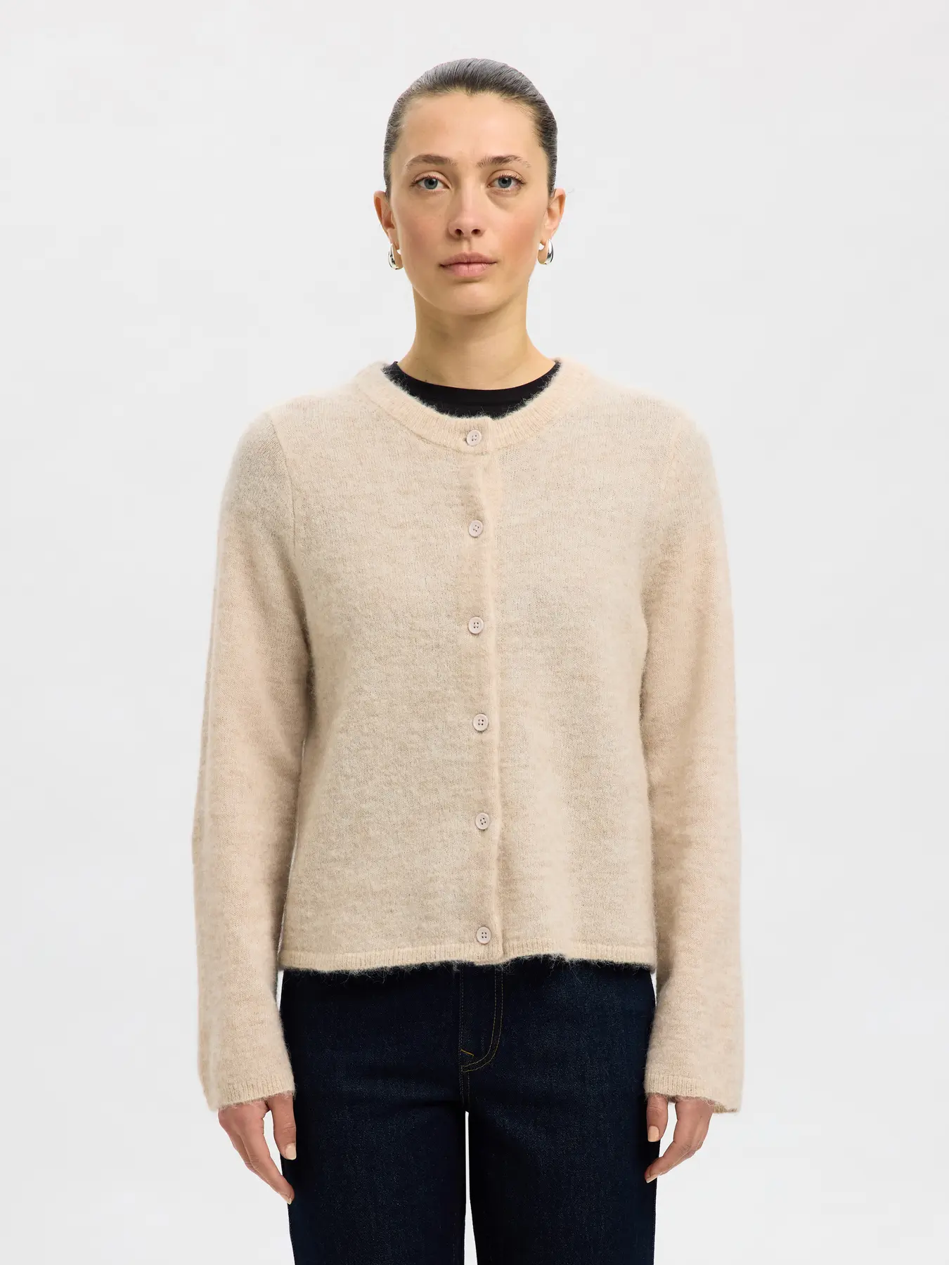 Selected Femme naisten neuletakki, SLFLULU NEW LS KNIT CARDIGAN  Birch Melange