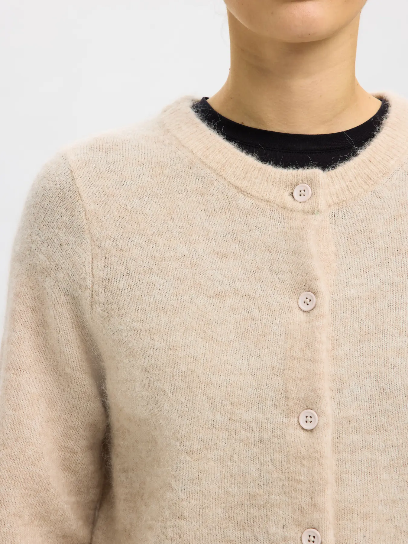 Selected Femme naisten neuletakki, SLFLULU NEW LS KNIT CARDIGAN  Birch Melange - Image 4