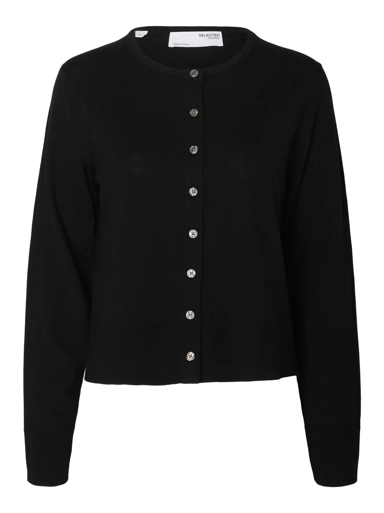Selected Femme Naisten Neuletakki, SLFThea LS Knit Merino Cardigan Noos Black - Image 3