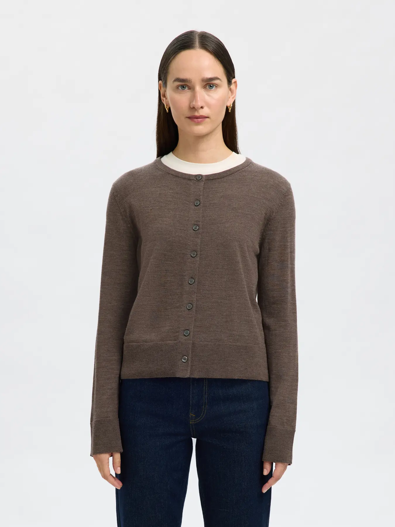 Selected Femme Naisten Neuletakki, SLFThea LS Knit Merino Cardigan Noos Delicioso