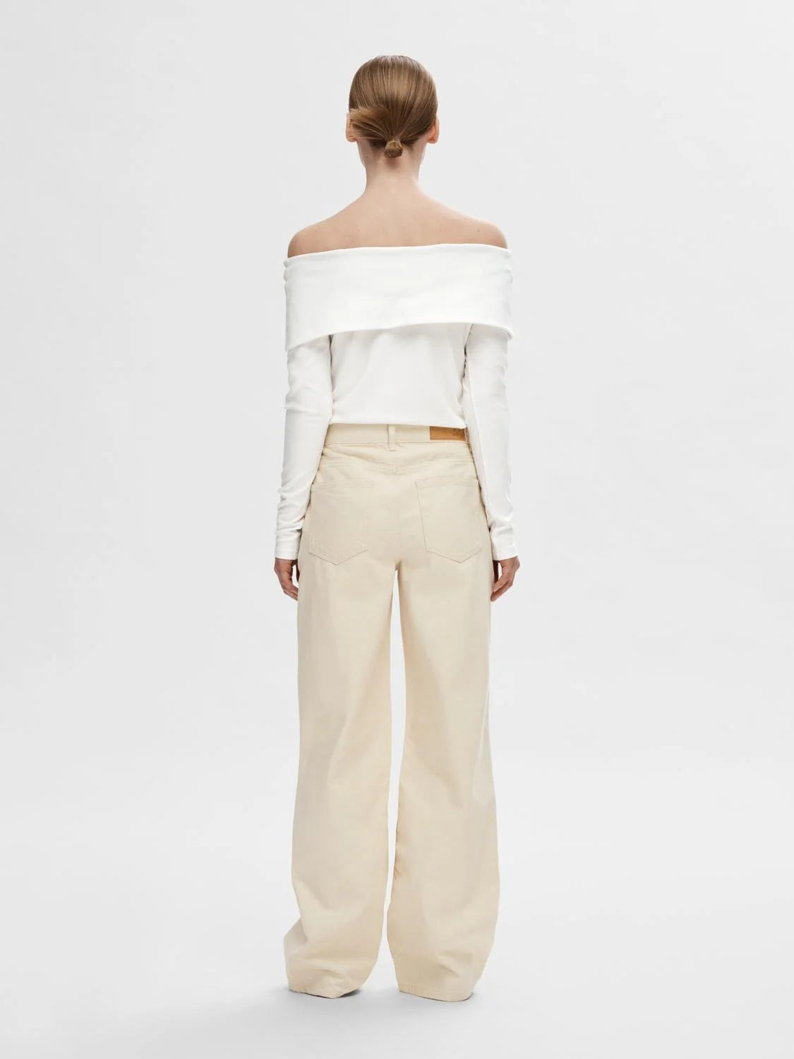 Selected Femme naisten paita,SLFEFFIE LS OFF-SHOULDER TOP Luonnonvalkoinen - Image 2