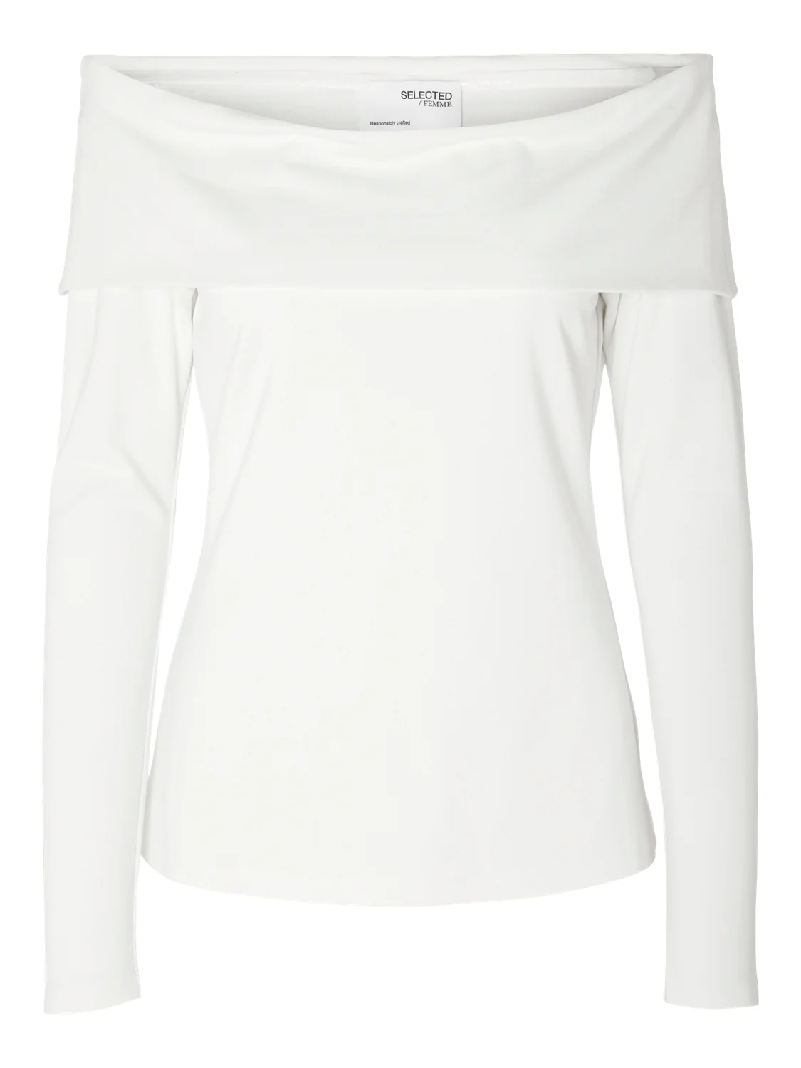 Selected Femme naisten paita,SLFEFFIE LS OFF-SHOULDER TOP Luonnonvalkoinen - Image 3