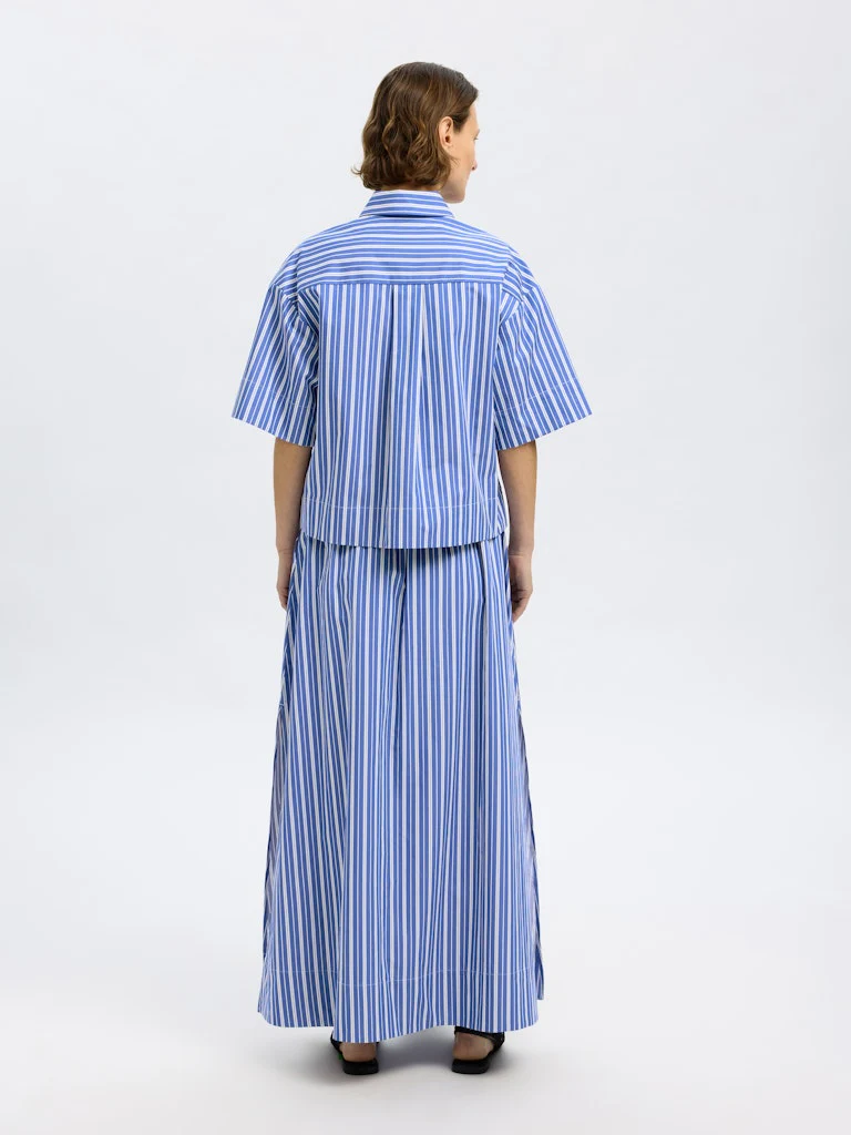 Selected Femme naisten paita, SLFFIA 2/4 CROPPED STRIPED SHIRT Raidallinen Sininen - Image 2