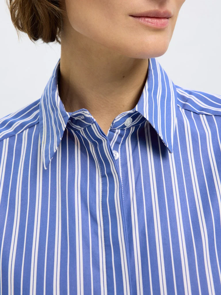 Selected Femme naisten paita, SLFFIA 2/4 CROPPED STRIPED SHIRT Raidallinen Sininen - Image 4
