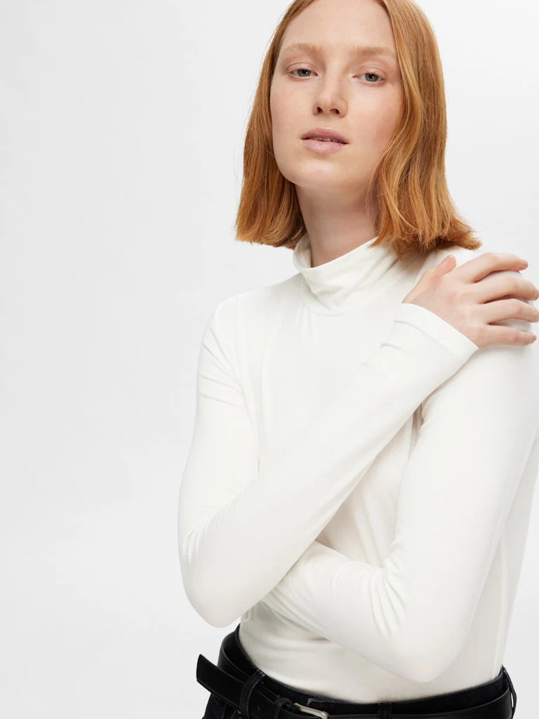 Selected Femme Naisten Paita, SLFMANJA LS HIGH NECK NOOS Snow White
