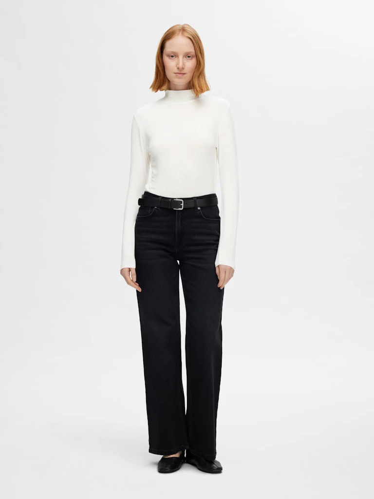 Selected Femme Naisten Paita, SLFMANJA LS HIGH NECK NOOS Snow White - Image 4
