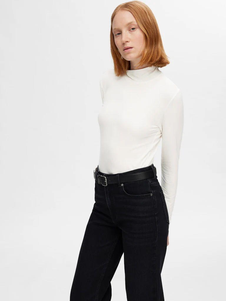 Selected Femme Naisten Paita, SLFMANJA LS HIGH NECK NOOS Snow White - Image 5