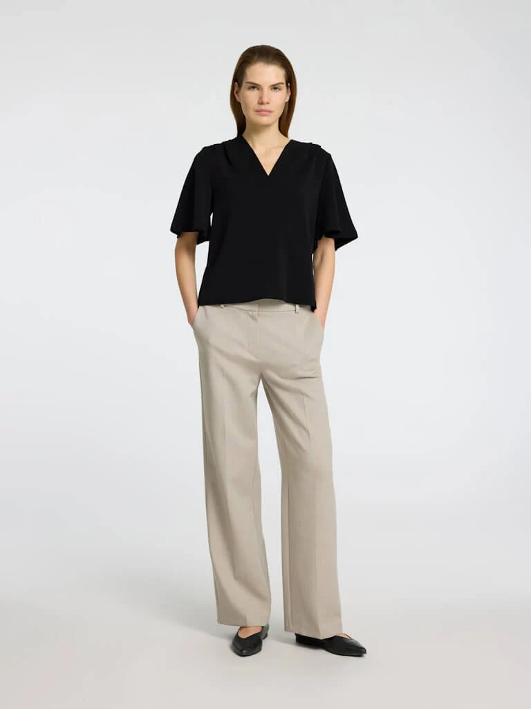Selected Femme naisten paita, SLFTENNY SS V-NECK TOP Musta - Image 5