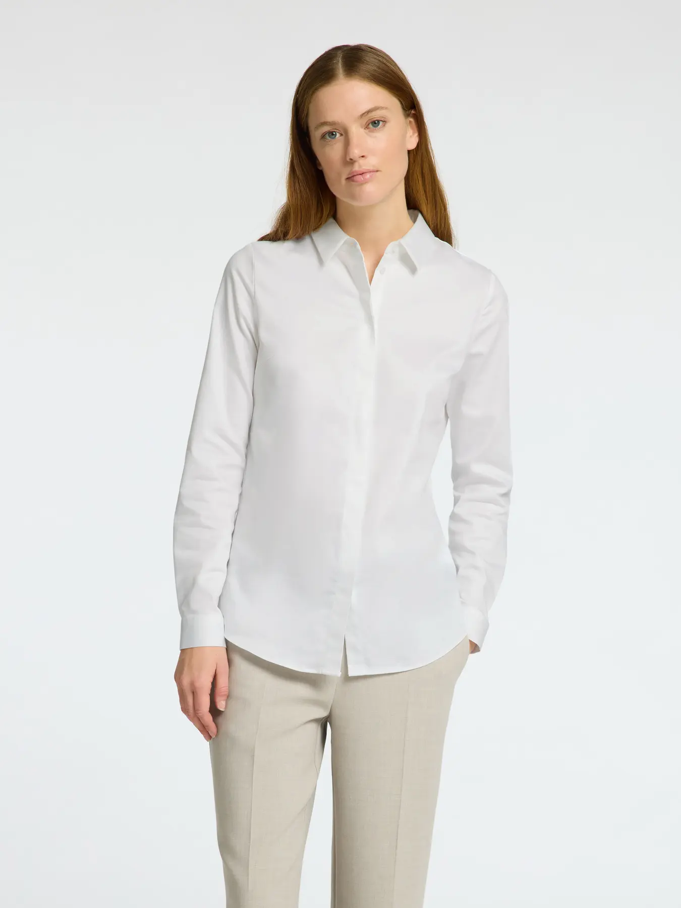 Selected Femme naisten paitapusero, SLFROMIE LS FITTED SHIRT Bright White