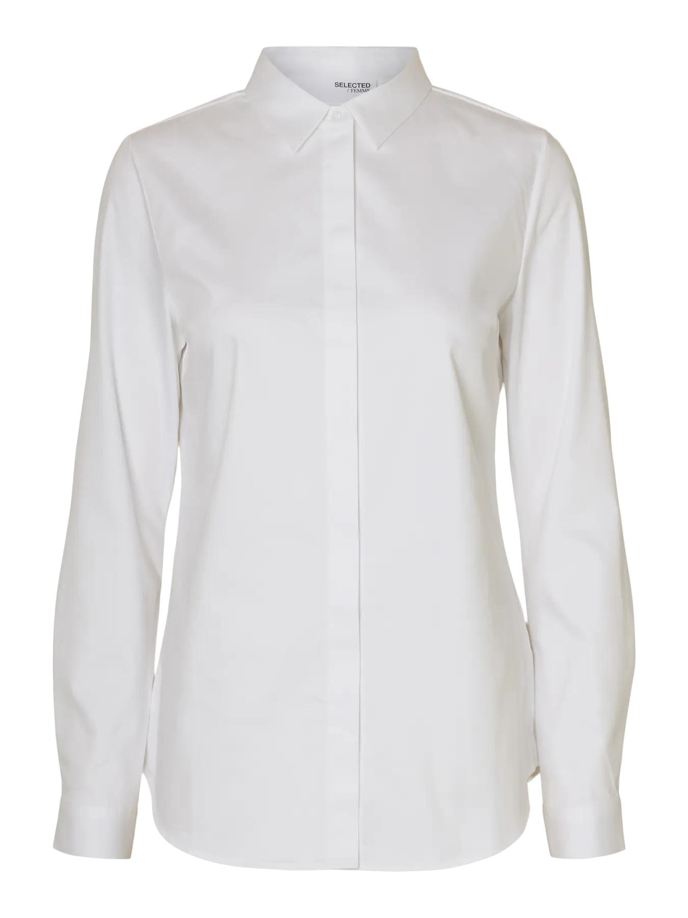 Selected Femme naisten paitapusero, SLFROMIE LS FITTED SHIRT Bright White - Image 3