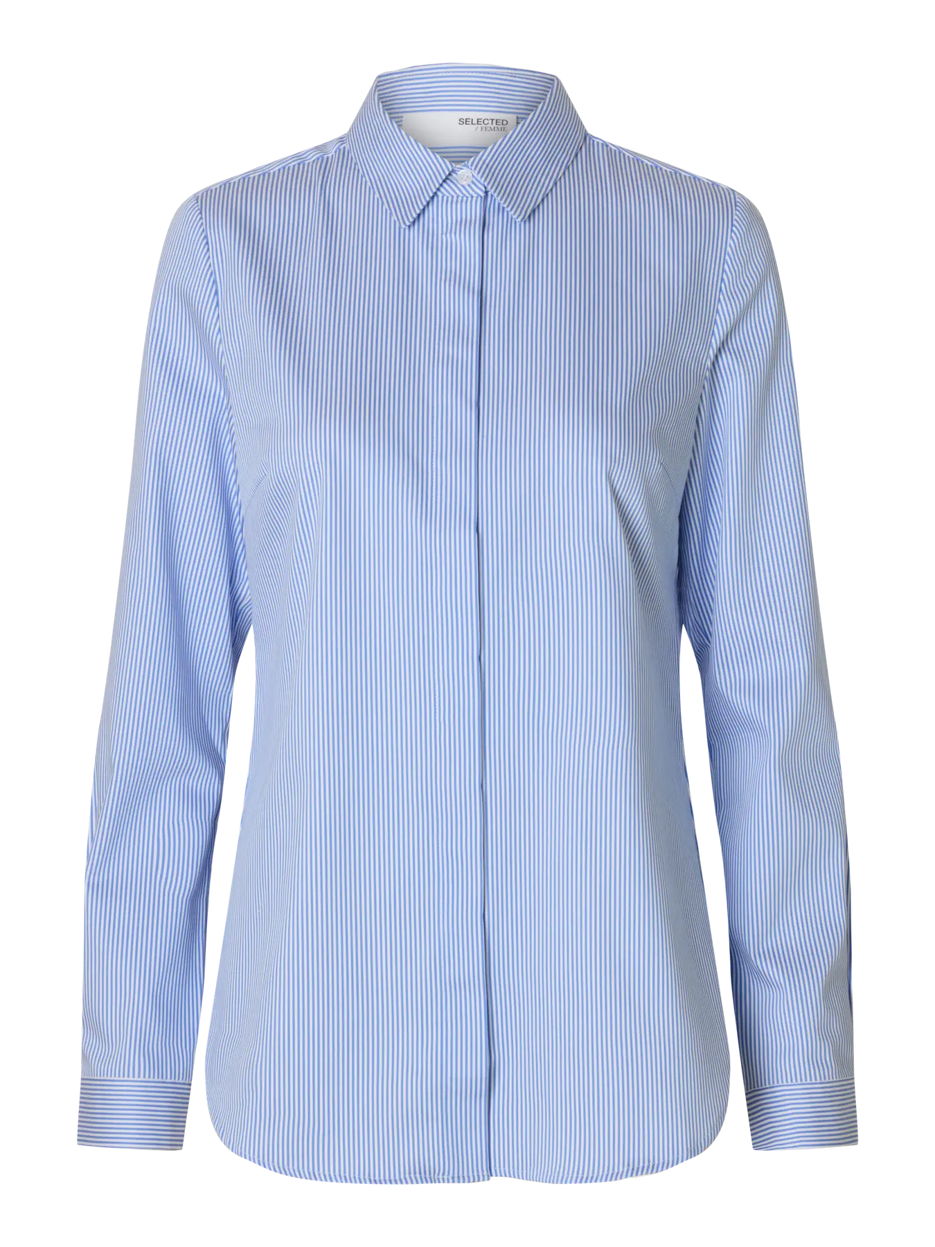 Selected Femme naisten paitapusero SLFROMIE LS STRIPED FITTED SHIRT, Bright White - Image 3