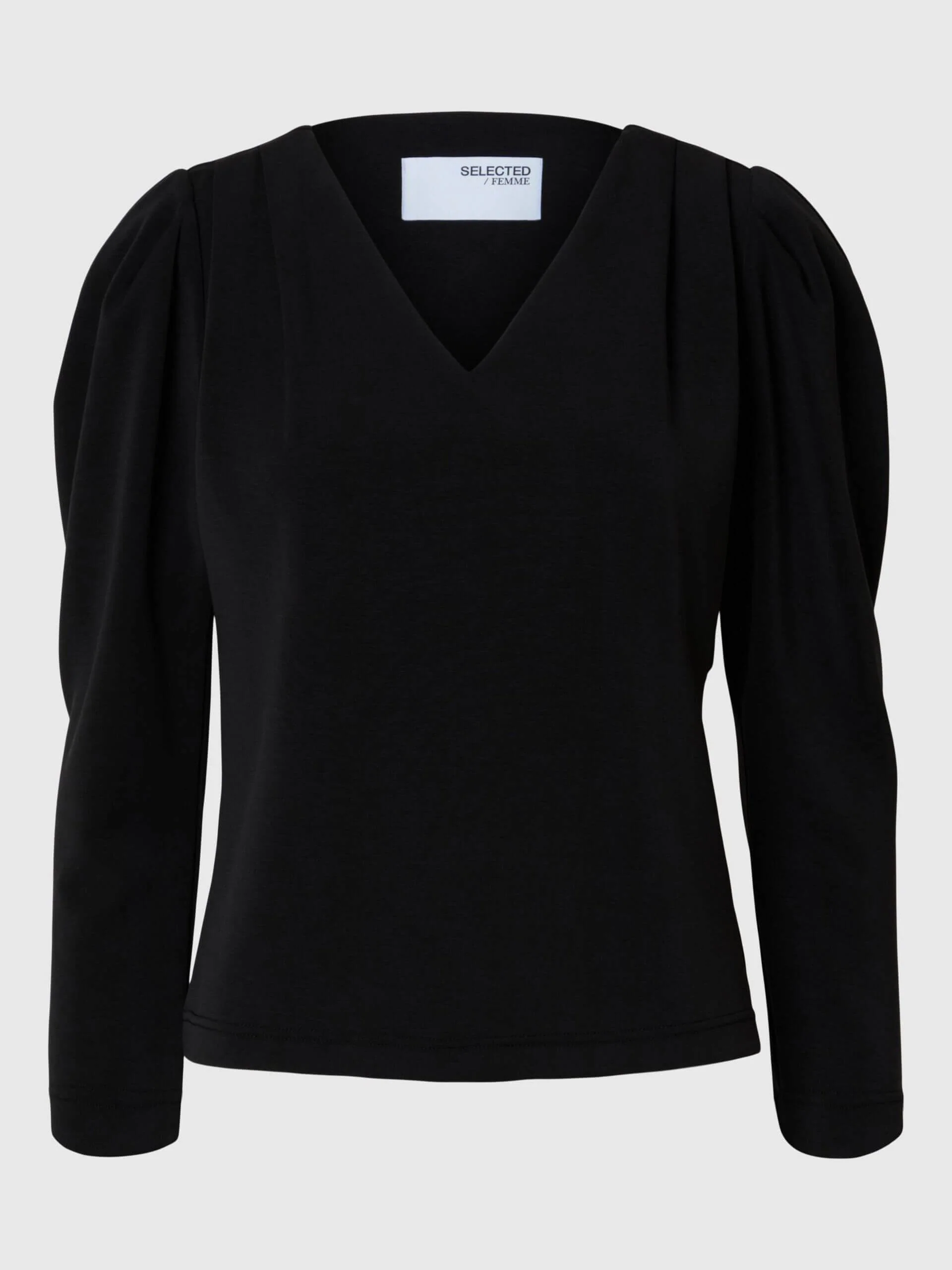 Selected Femme Naisten Pusero, SLFFNEJA LS V-NECK TOP Musta - Image 3