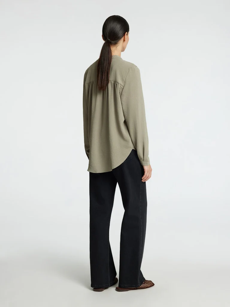 Selected Femme Naisten Pusero, SLFMIVIA LS TOP B Khaki - Image 2