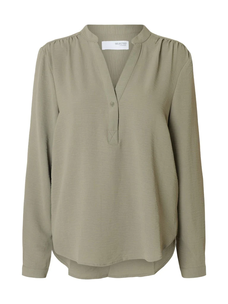 Selected Femme Naisten Pusero, SLFMIVIA LS TOP B Khaki - Image 3