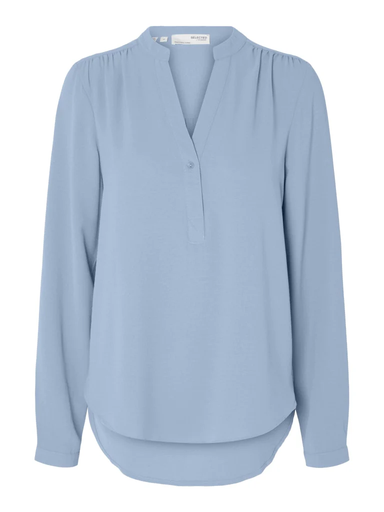 Selected Femme Naisten Pusero, SLFMIVIA LS TOP B Vaaleansininen