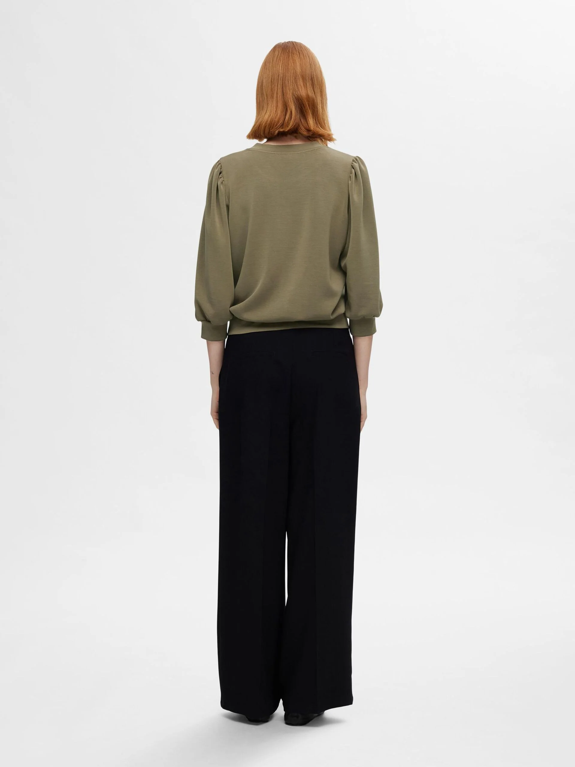 Selected Femme Naisten Pusero, SLFTENNY 3/4 SWEAT TOP NOOS Armeijanvihreä - Image 2