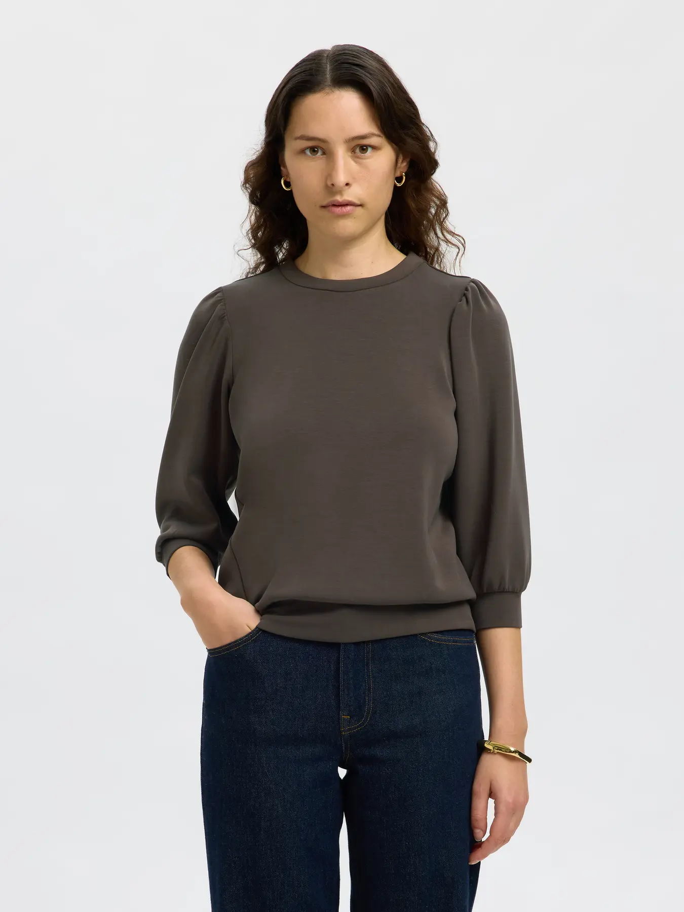 Selected Femme Naisten Pusero, SLFTENNY 3/4 SWEAT TOP NOOS Delicioso