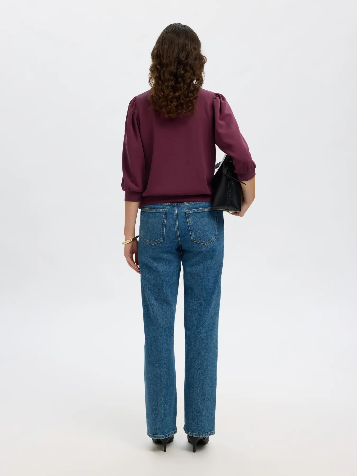 Selected Femme Naisten Pusero, SLFTENNY 3/4 SWEAT TOP NOOS Fig - Image 2