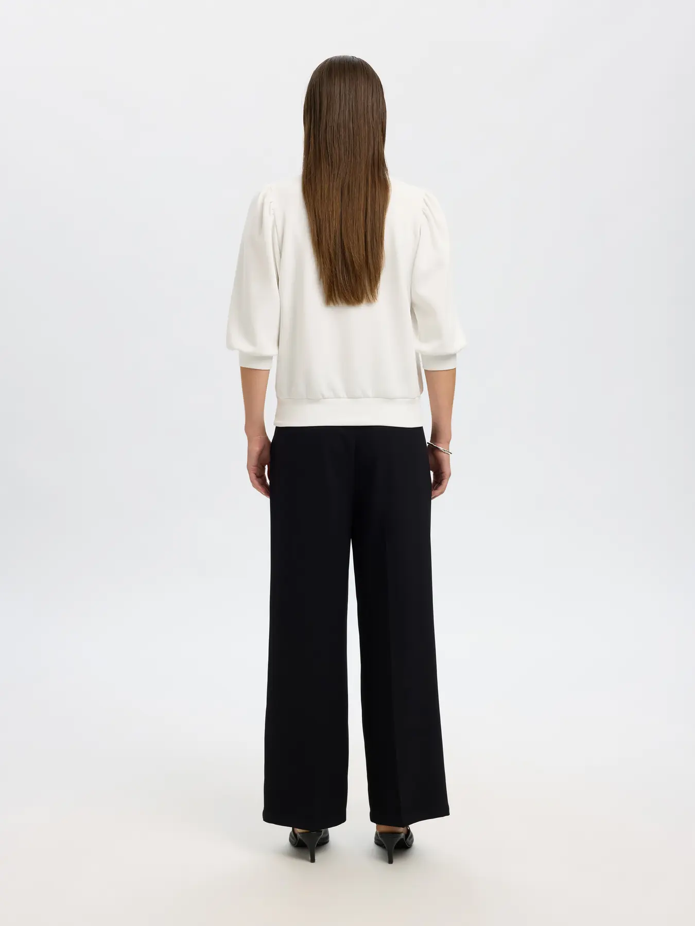 Selected Femme Naisten Pusero, SLFTENNY 3/4 SWEAT TOP NOOS Snow White - Image 2
