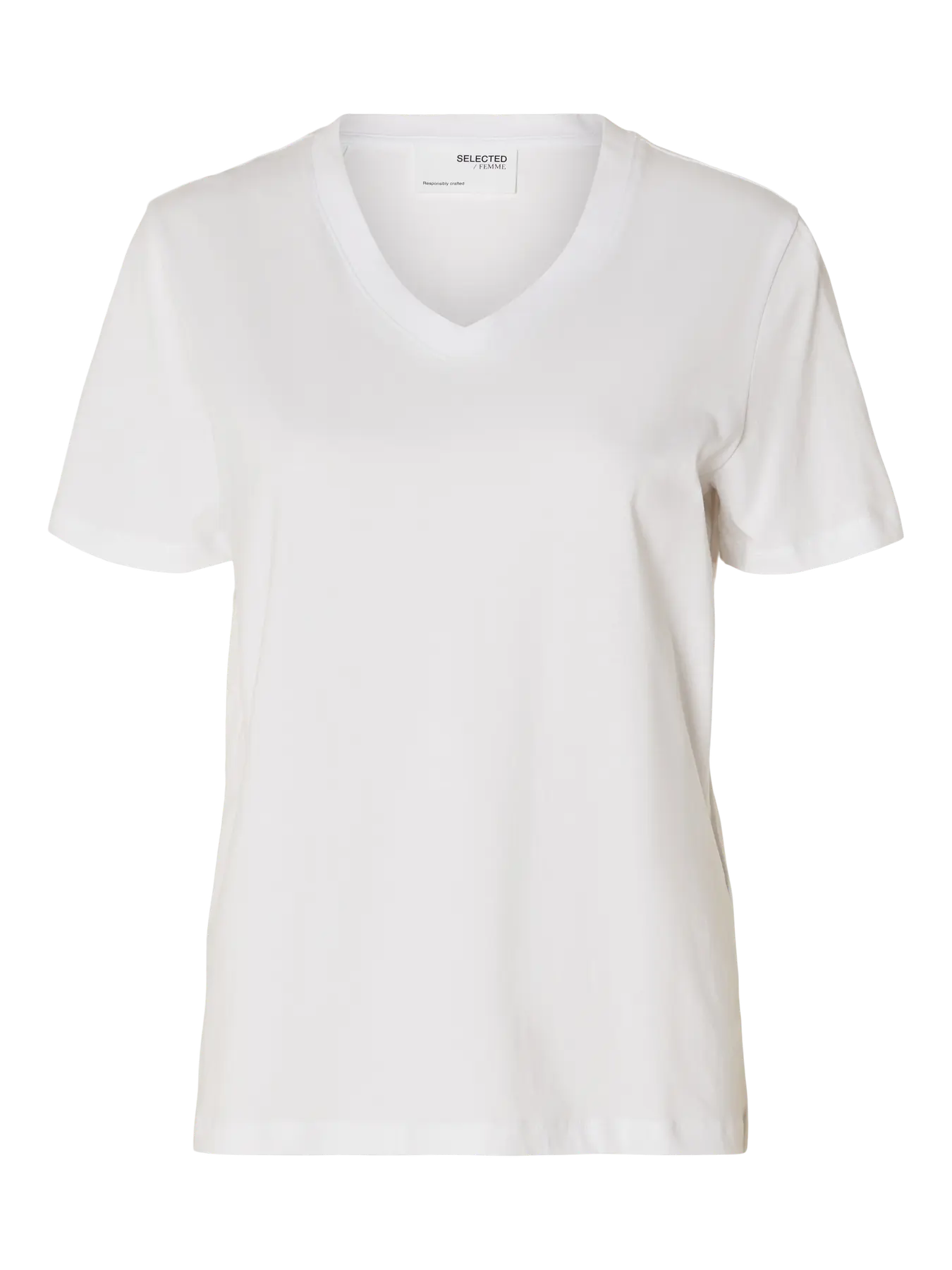 Selected Femme Naisten T-paita SLFESSENTIAL SS V-NECK TEE NOOS Bright White - Image 3