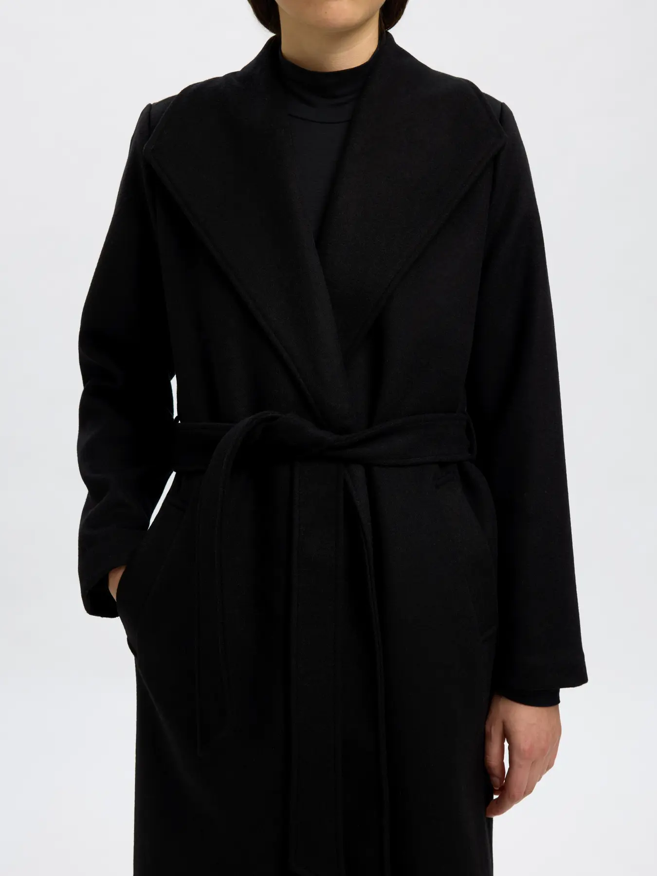 Selected Femme naisten takki SLFROSA LANO COAT, musta - Image 4