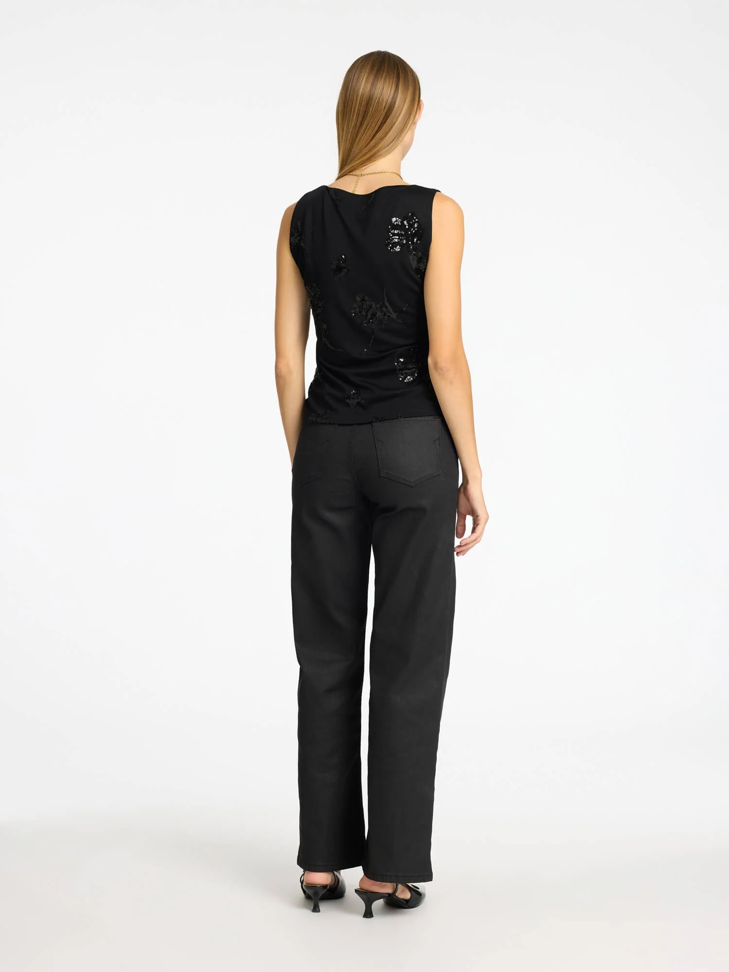 Selected Femme naisten toppi, SLFMALLI SL APPLIQUE TOP Musta - Image 2