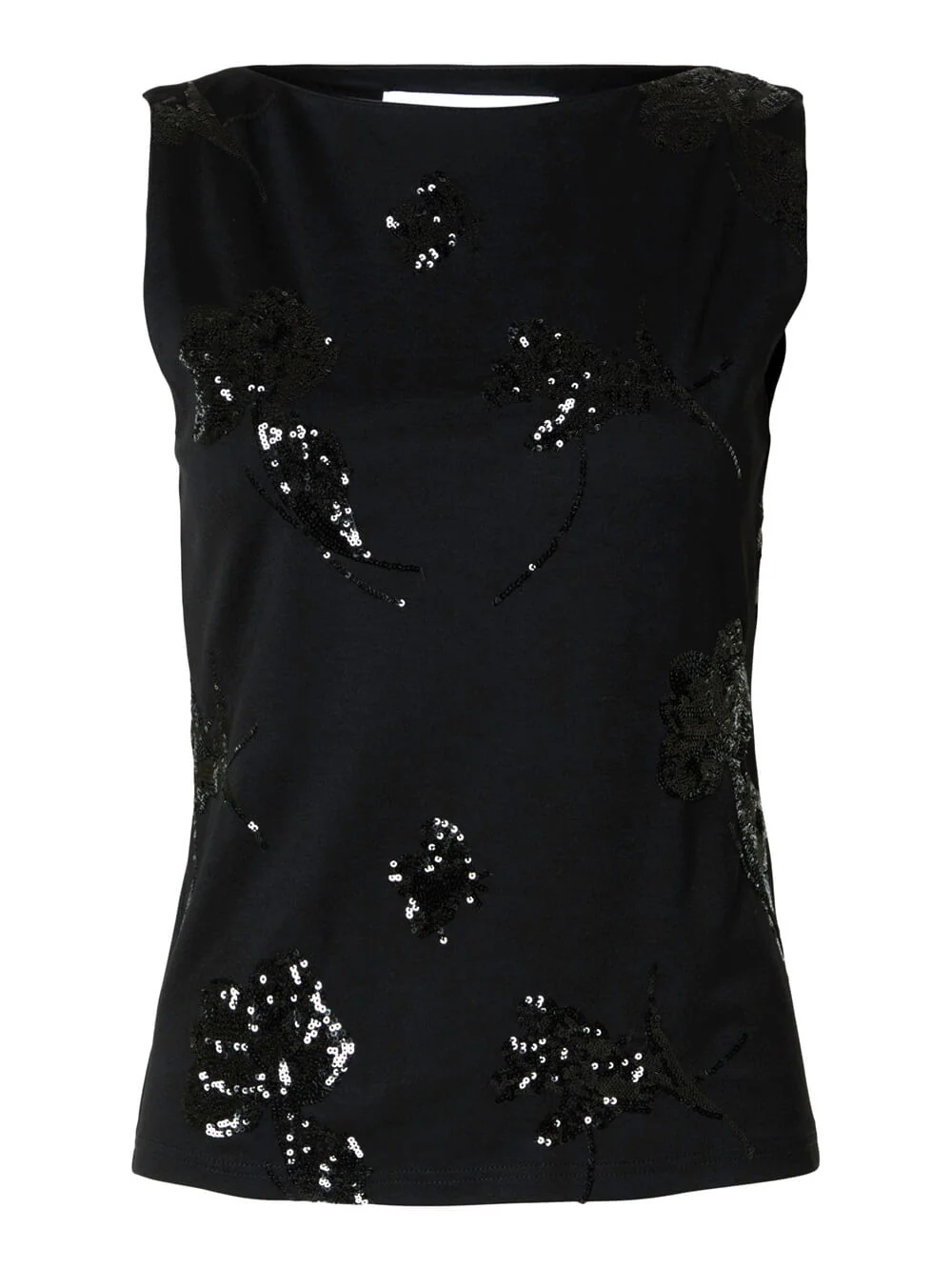 Selected Femme naisten toppi, SLFMALLI SL APPLIQUE TOP Musta - Image 4