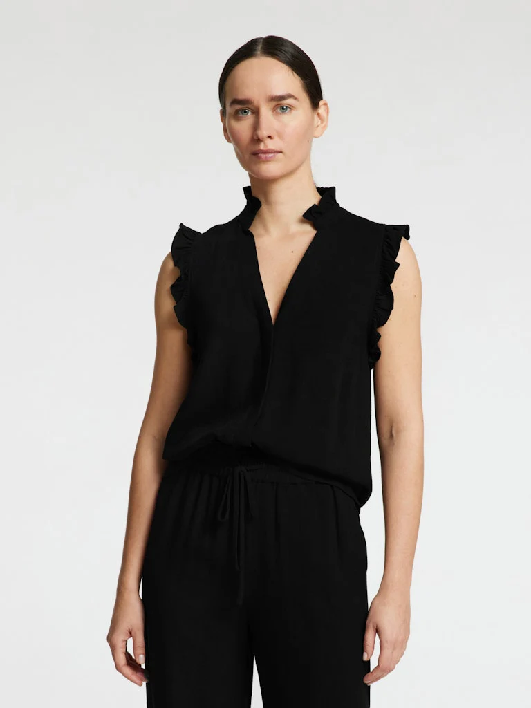Selected Femme naisten toppi, SLFVIVA SL RUFFLE TOP Musta