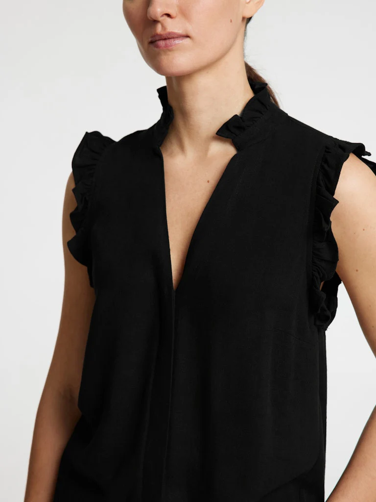 Selected Femme naisten toppi, SLFVIVA SL RUFFLE TOP Musta - Image 2