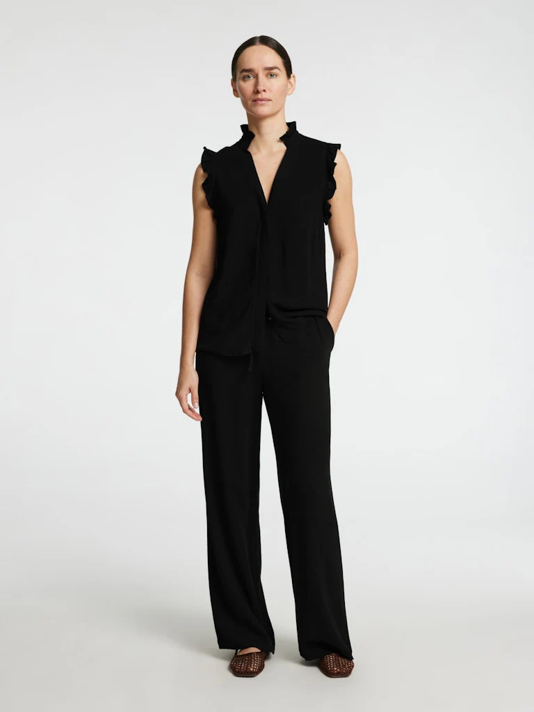 Selected Femme naisten toppi, SLFVIVA SL RUFFLE TOP Musta - Image 3
