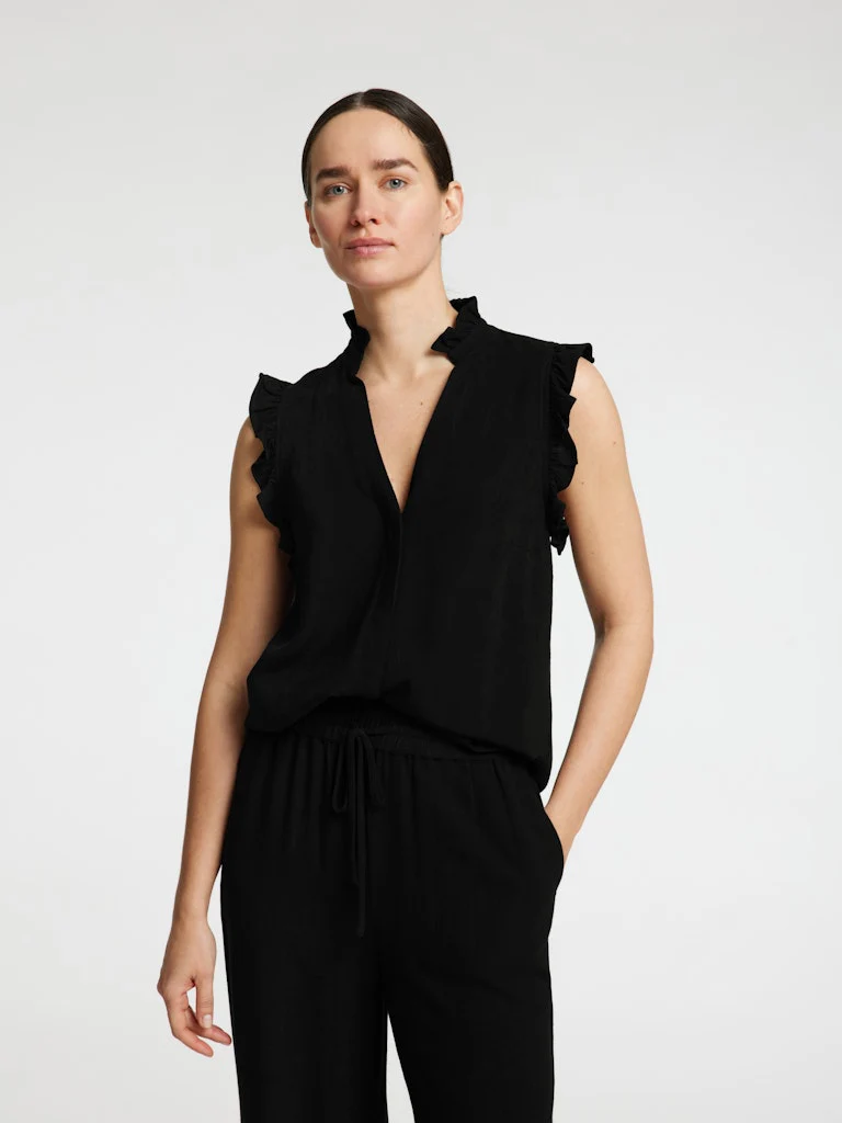 Selected Femme naisten toppi, SLFVIVA SL RUFFLE TOP Musta - Image 6