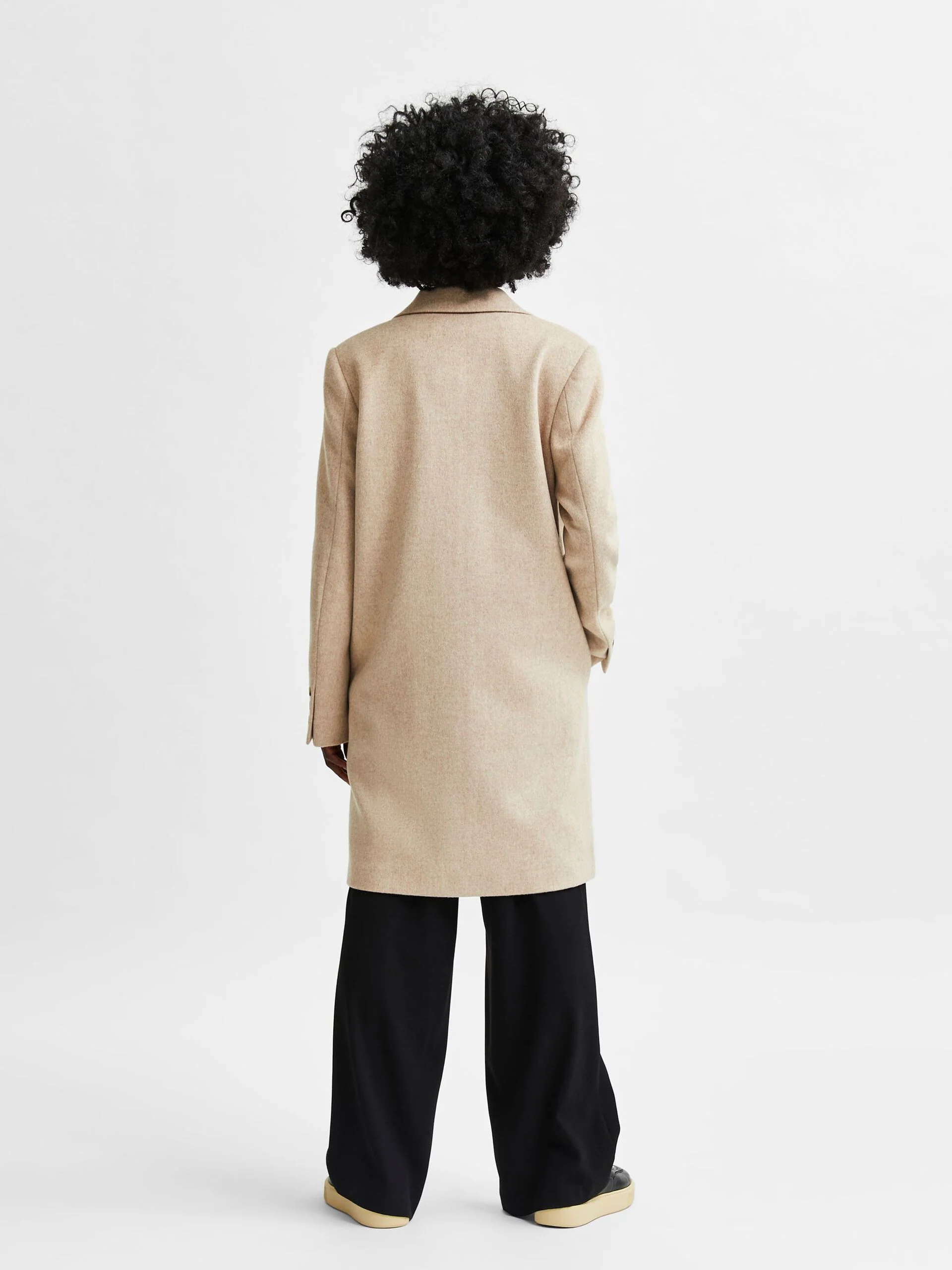 Selected Femme Naisten Villakangastakki, New Sasja Wool Coat Vaalea Beige - Image 2