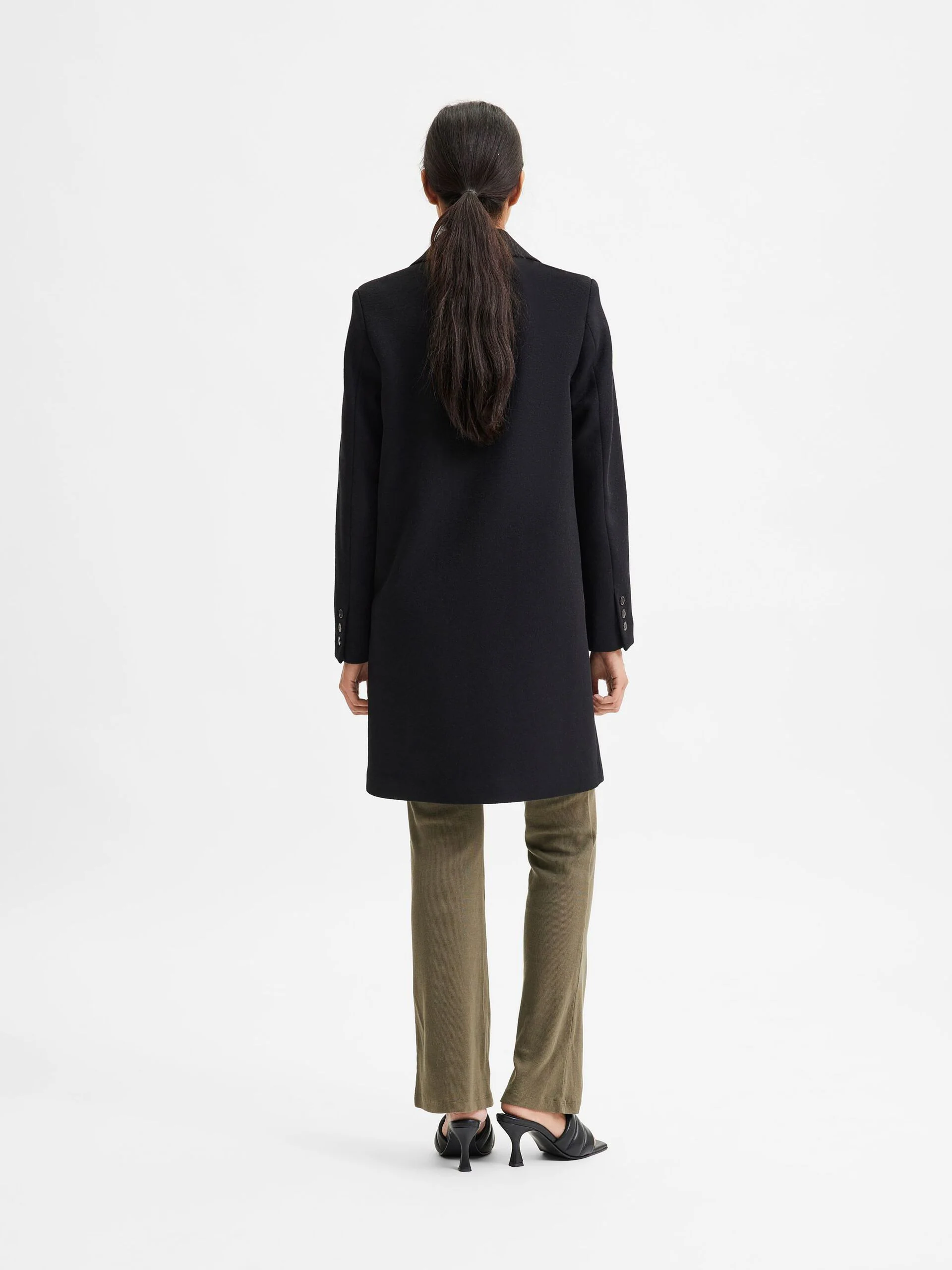 Selected Femme Naisten Villakangastakki, SLFNEW SASJA WOOL COAT NOOS Musta - Image 2