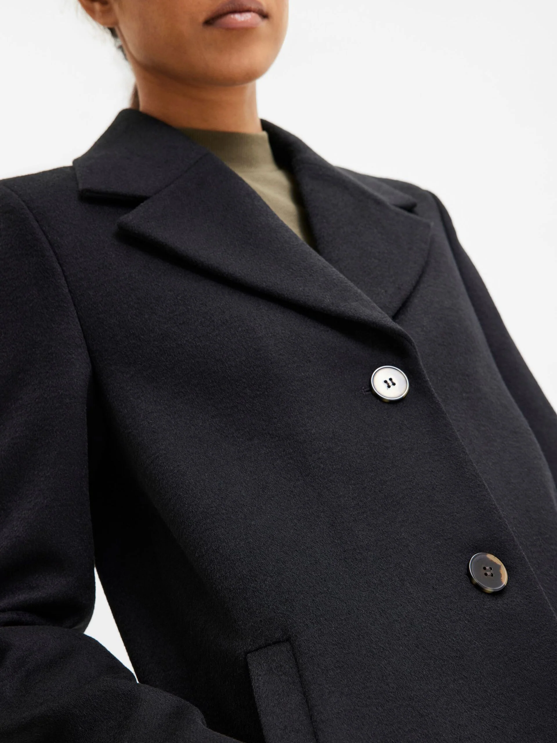 Selected Femme Naisten Villakangastakki, SLFNEW SASJA WOOL COAT NOOS Musta - Image 3