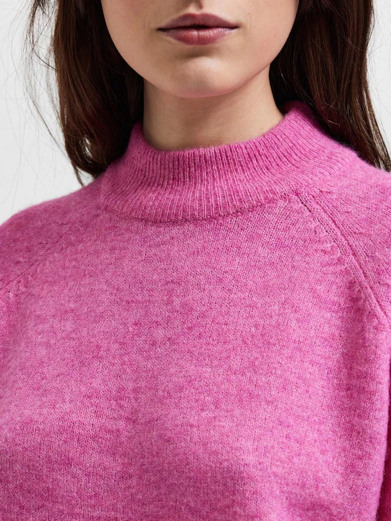 Selected Femme Naisten Villapaita SLFLULU LS KNIT HIGH NECK NOOS Pinkki - Image 4