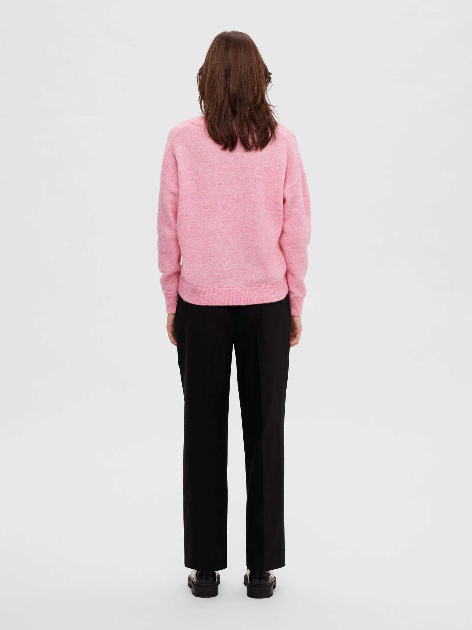 Selected Femme neule, SLFMALINE LS KNIT V-NECK Vaaleanpunainen - Image 2
