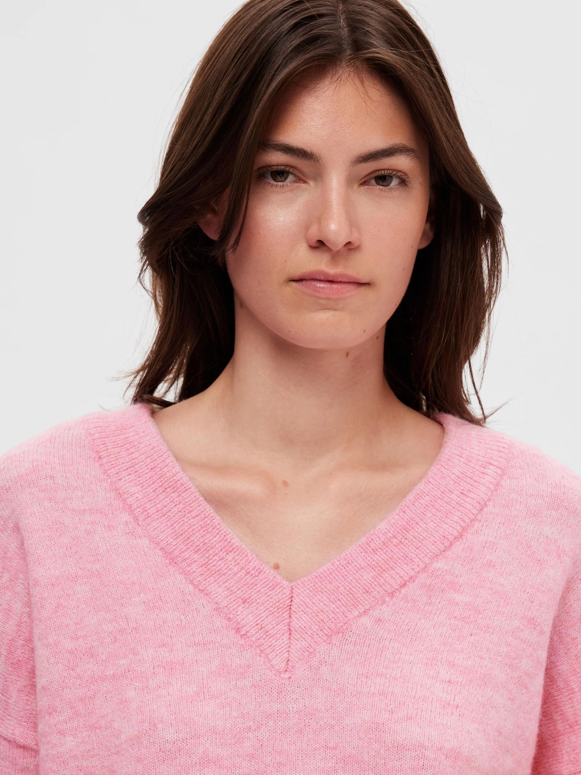 Selected Femme neule, SLFMALINE LS KNIT V-NECK Vaaleanpunainen - Image 4