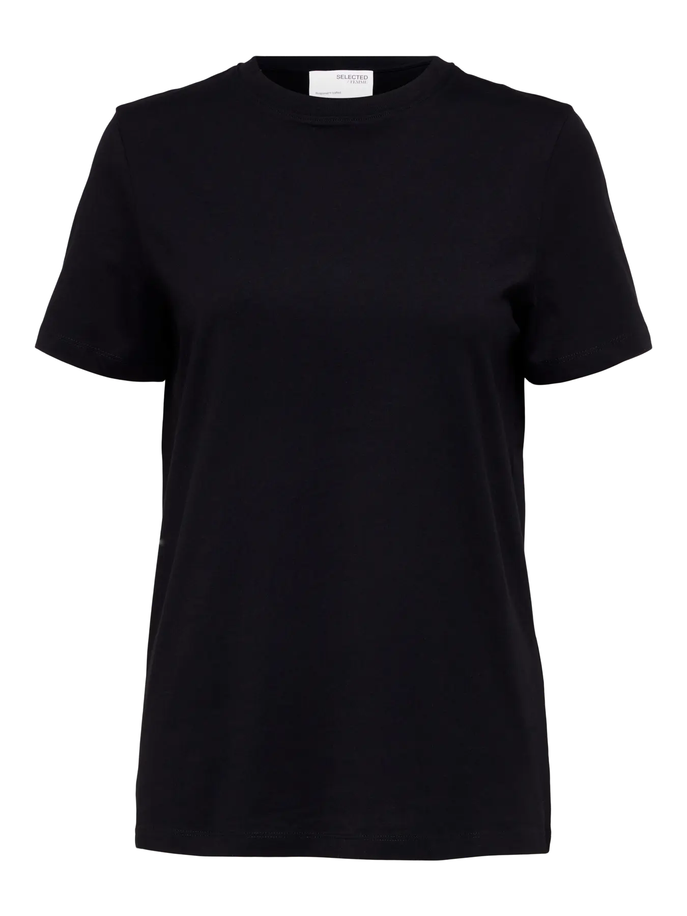 Selected Femme t-paita, SLFMYESSENTIAL SS O-NECK TEE Black - Image 3