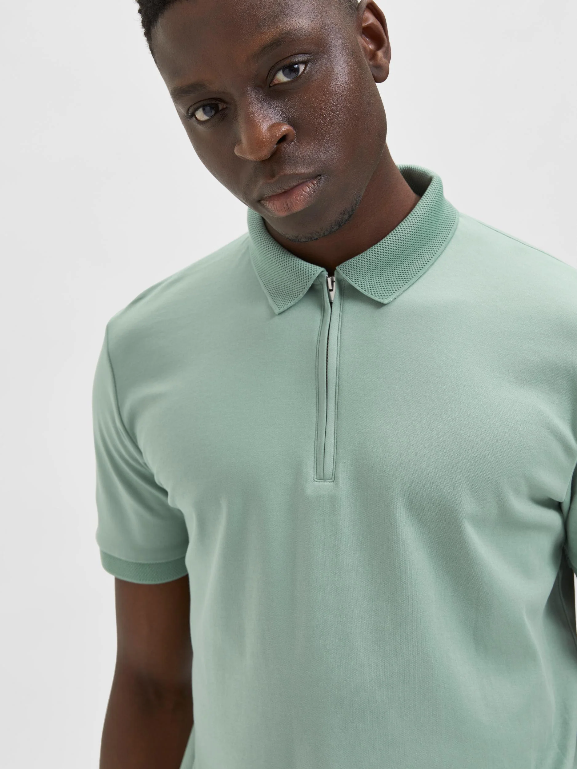 Selected Homme Fave Zip Polo Limenvihreä - Image 3