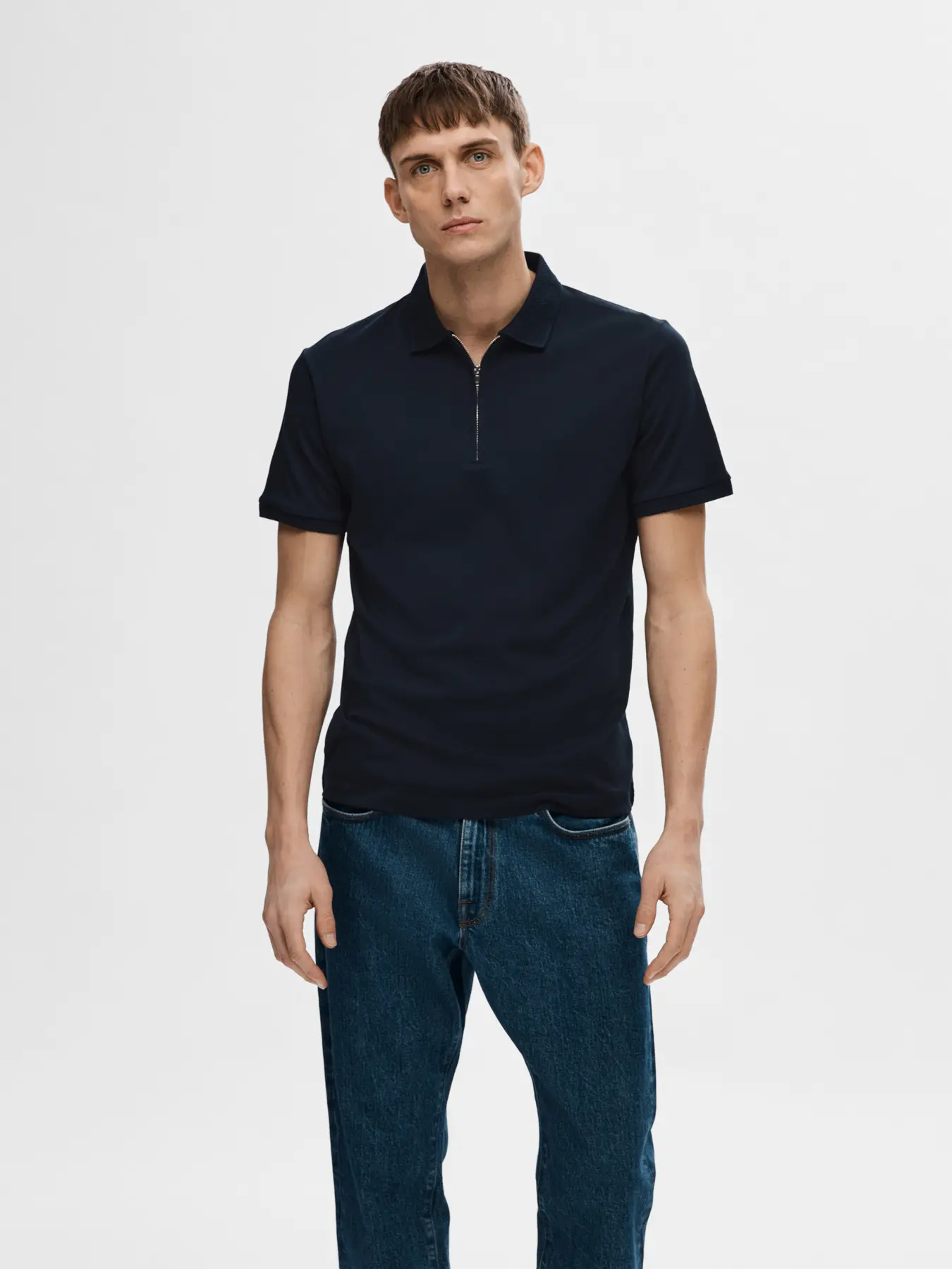Selected Homme Fave Zip Polo Sky Captain