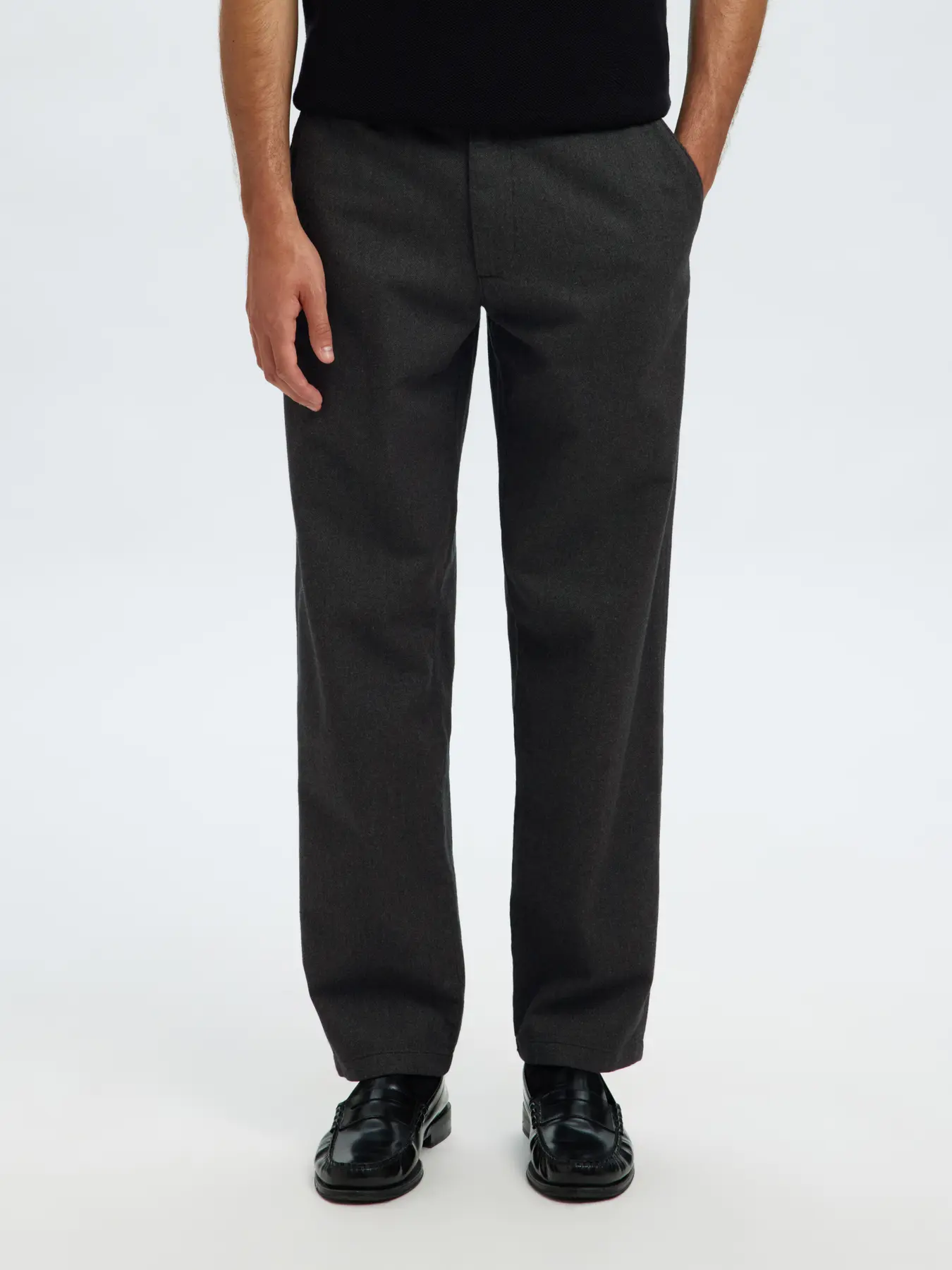 Selected housut, MILES BRUSHED PANTS Dark Grey Structure