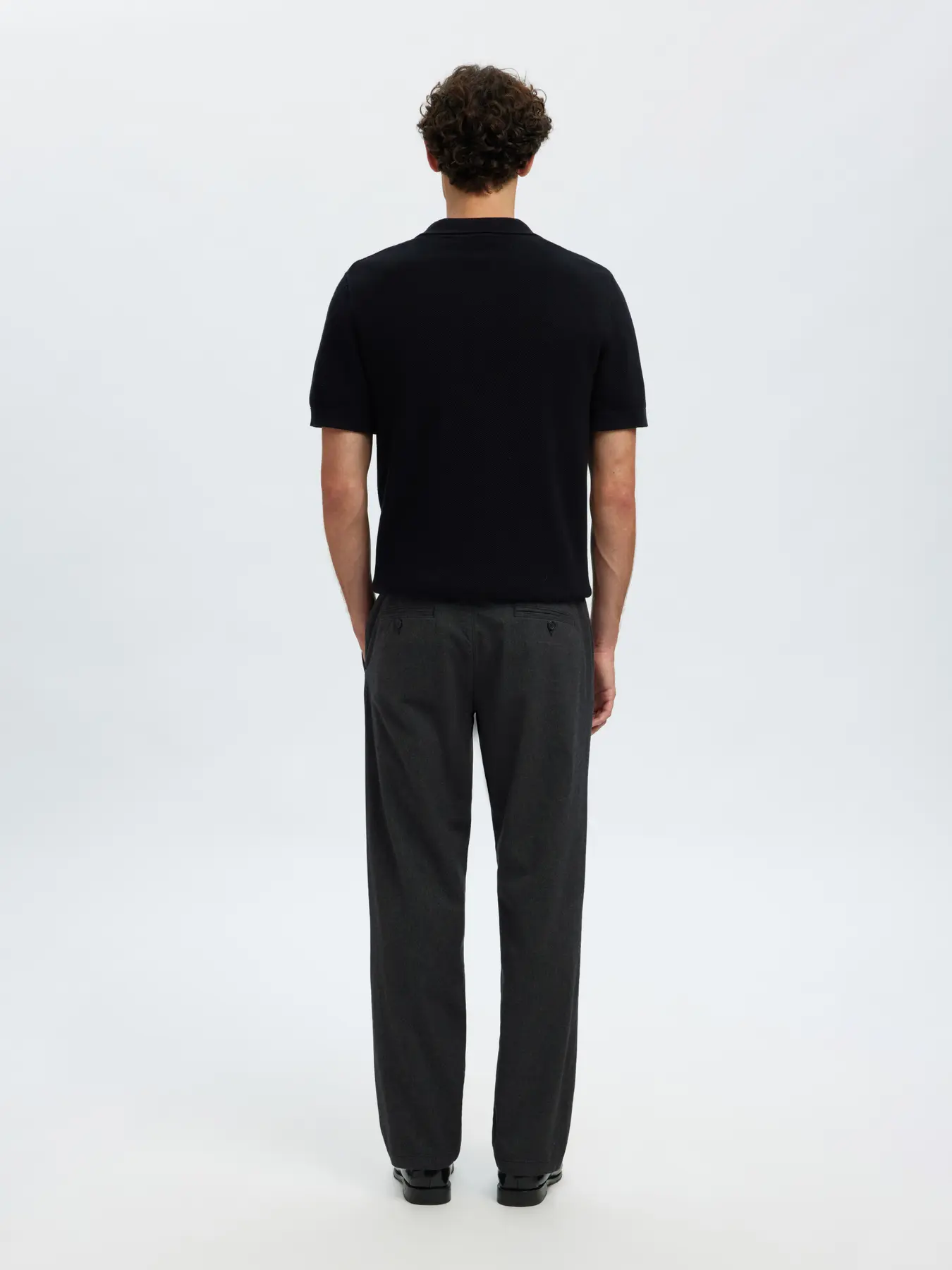 Selected housut, MILES BRUSHED PANTS Dark Grey Structure - Image 2