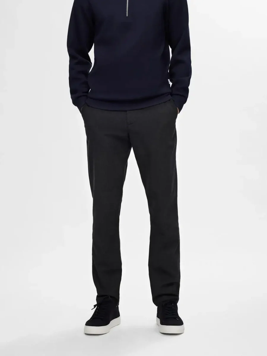 Selected housut, MILES BRUSHED PANTS Tummanharmaa