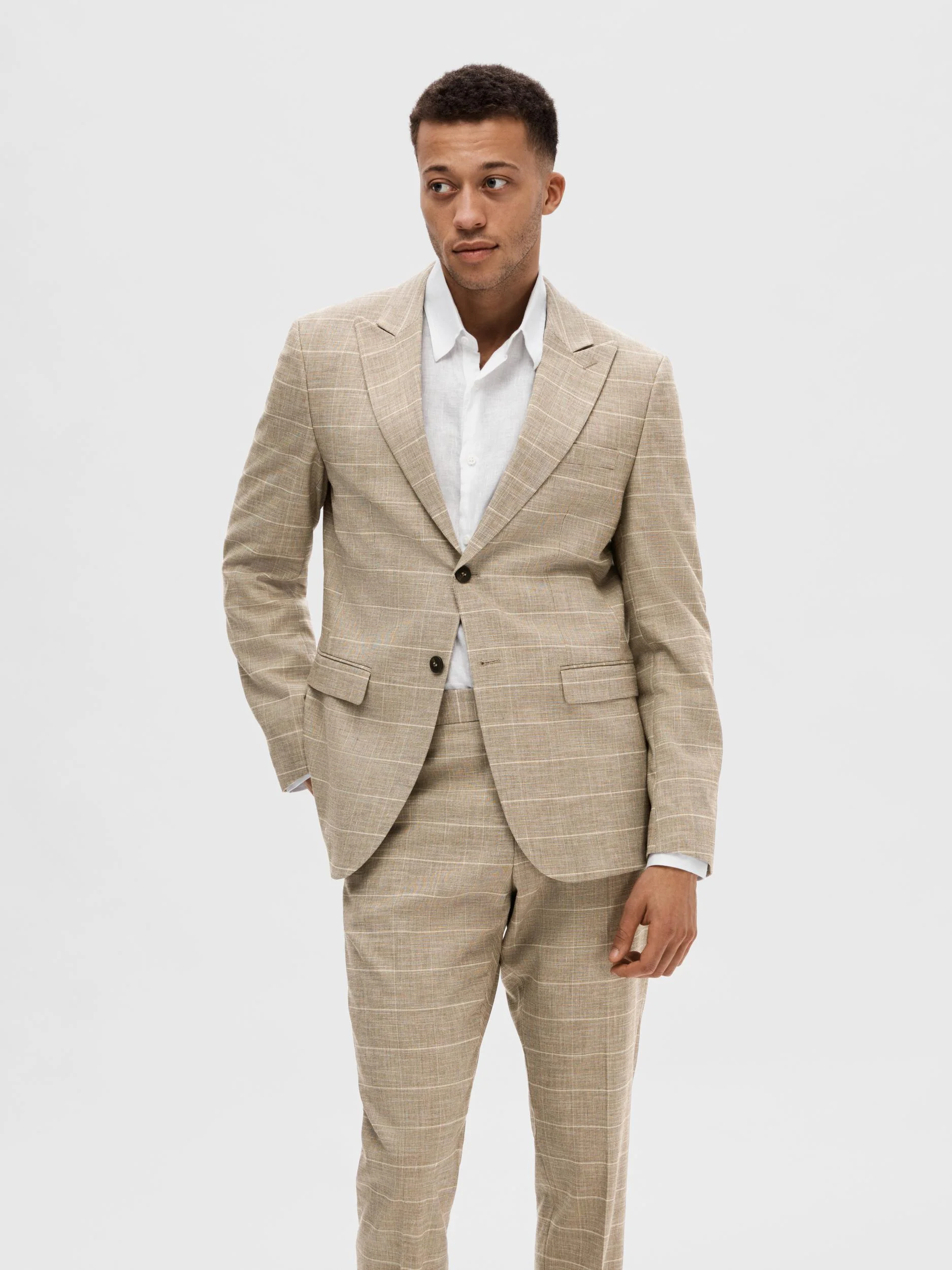 Selected Miesten Bleiseri, SLIM OASIS SAND CHECK NOS Ruskea Ruutu - Image 3