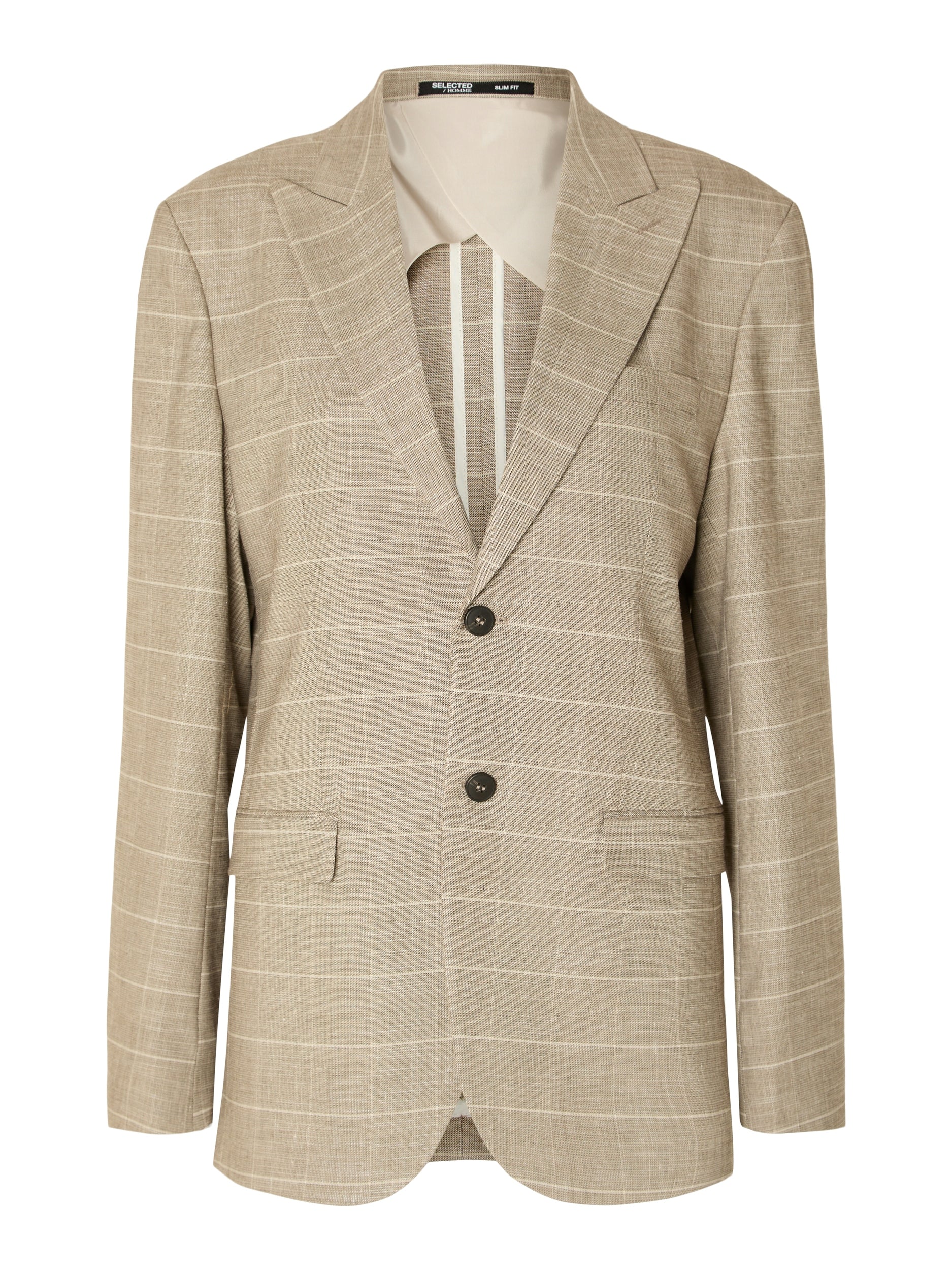 Selected Miesten Bleiseri, SLIM OASIS SAND CHECK NOS Ruskea Ruutu - Image 4