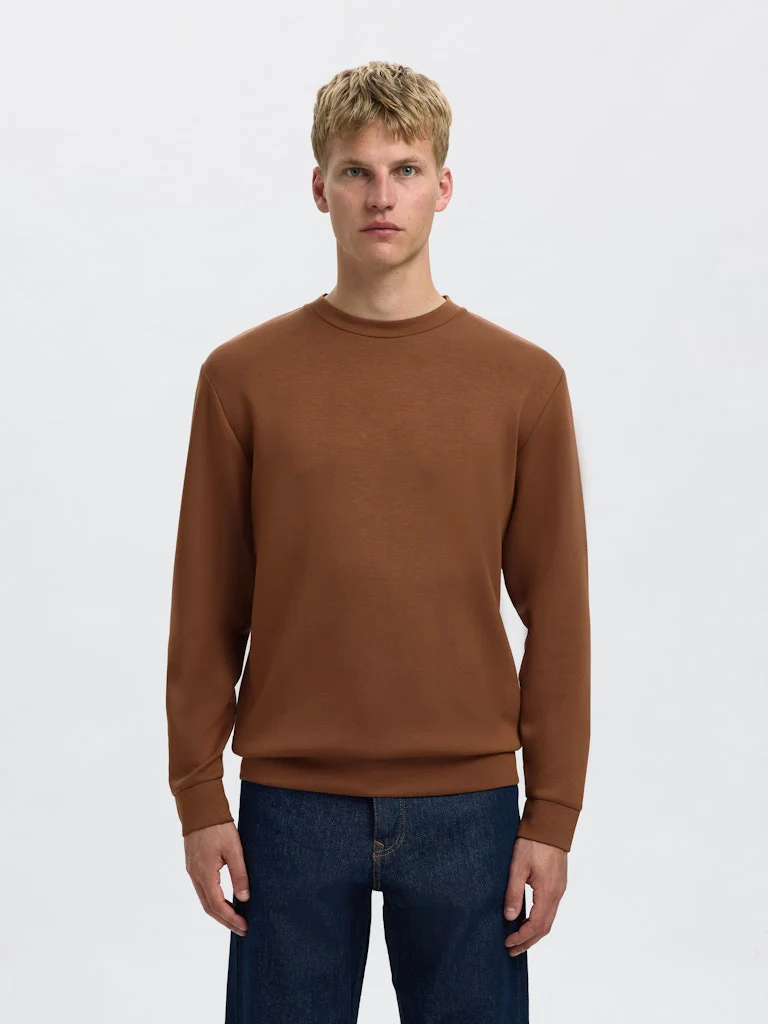 Selected miesten college, MANUEL SOFT CREW NECK Soft Silt