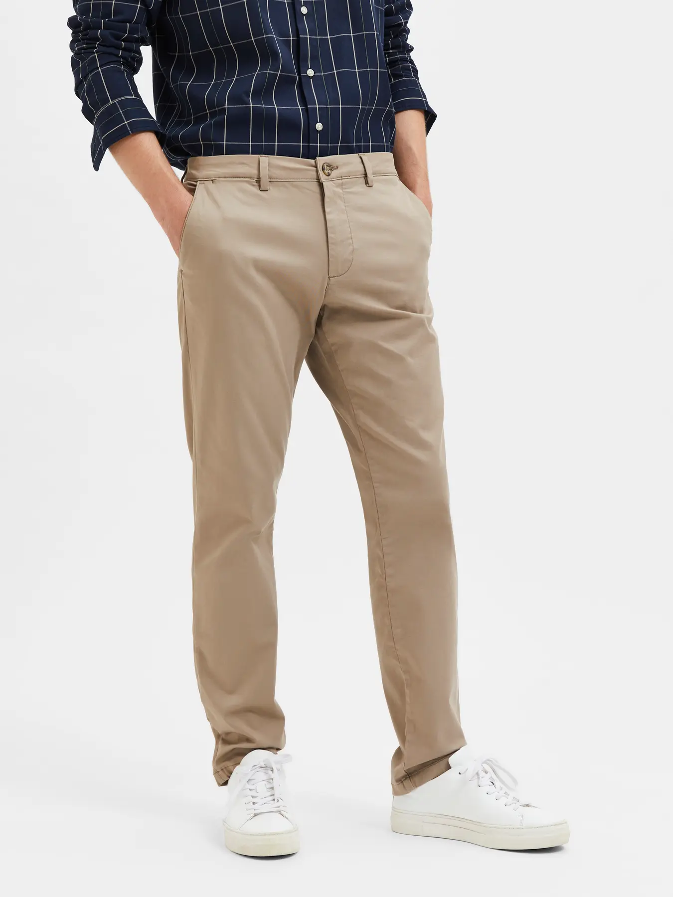 Selected miesten housut New Miles Flex Chino, greige