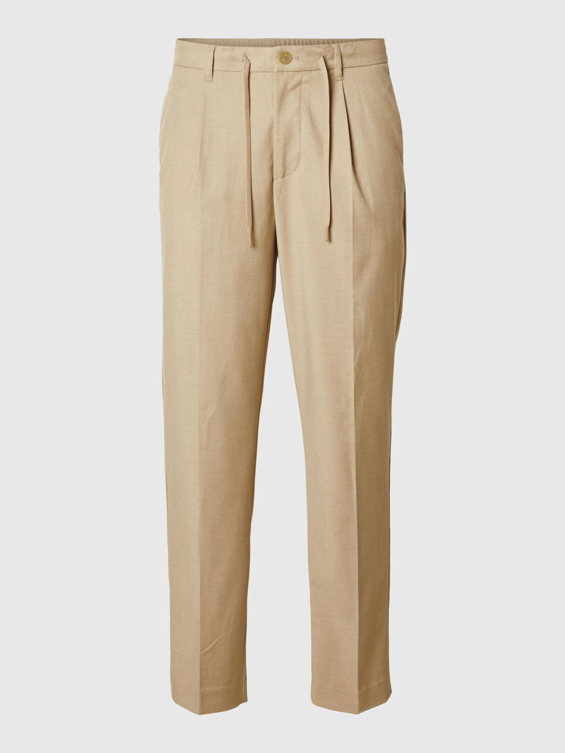 Selected miesten housut, REG TAPRED LEROY PLEAT Beige - Image 3