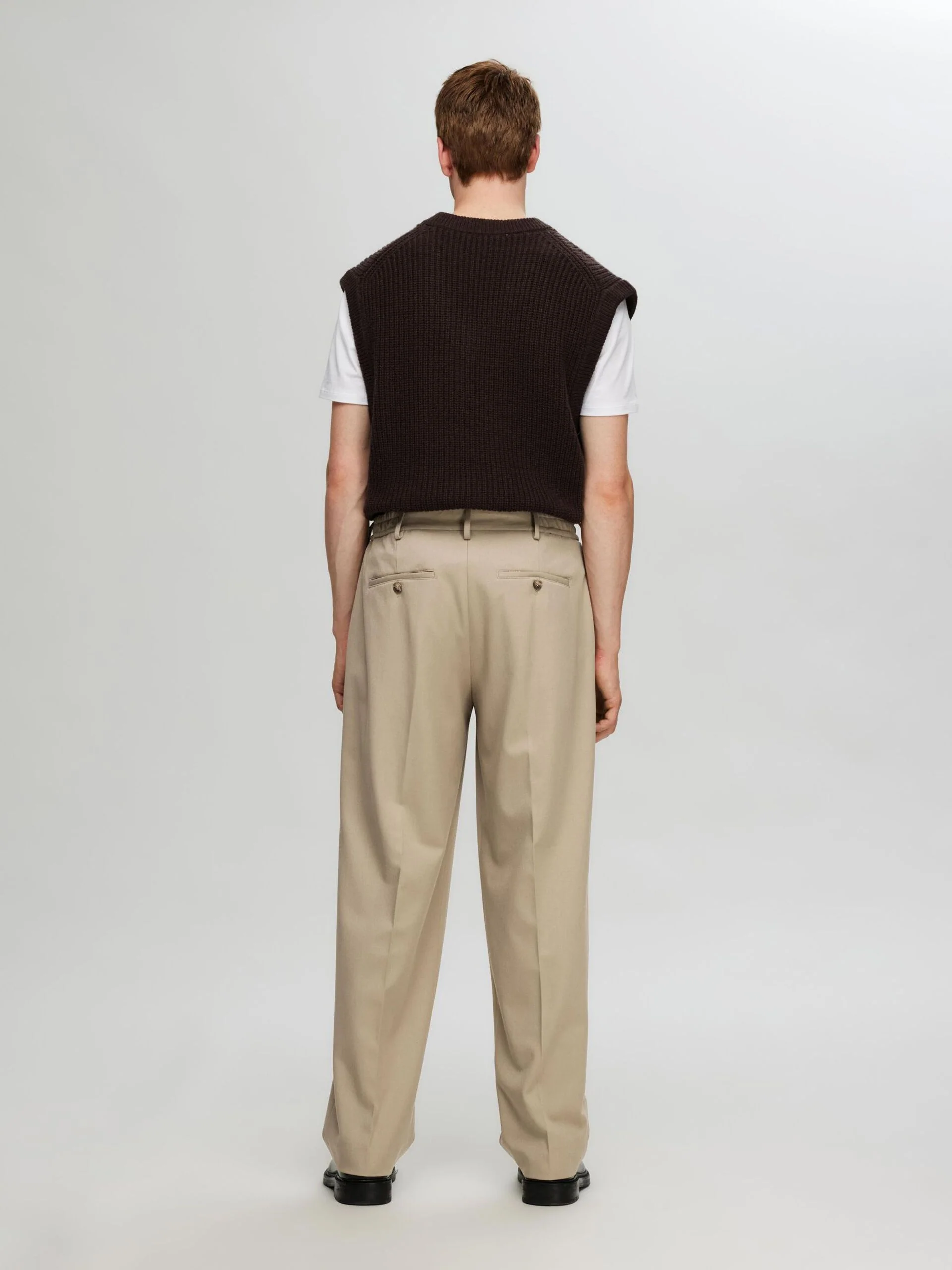 Selected miesten housut, SLH LOOSE FINN FLEX PANTS Beige - Image 2